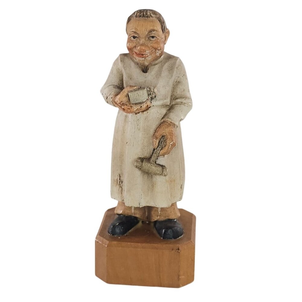 Vintage ANRI Toriart Italy Hand Carved Wood Psychiatrist Figurine
